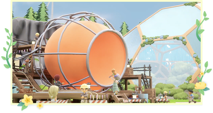 Players working together on a Wind Turbine in the world of Loftia