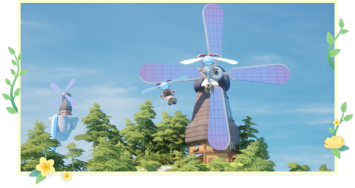 Windmills on islands in the world of Loftia