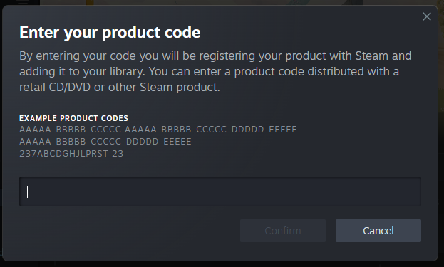 screenshot of the Steam window