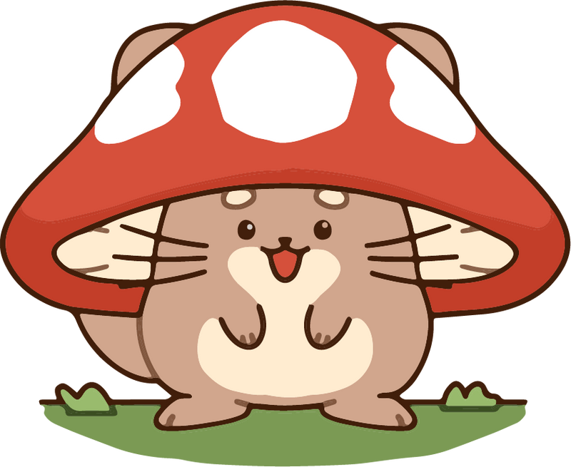 Cute picture of Pebble the chinchilla in a mushroom hat