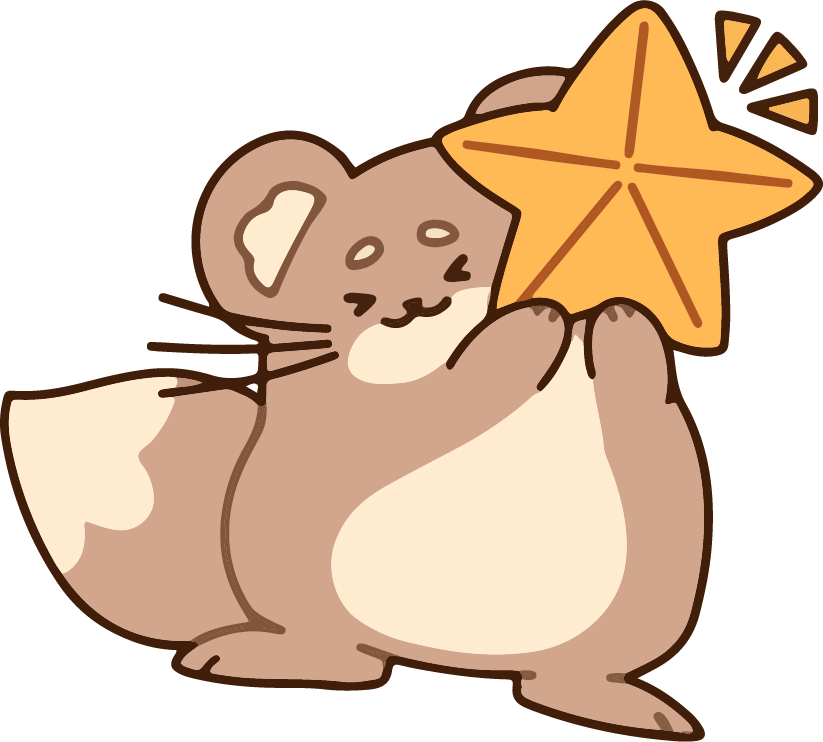 Pebble the chinchilla holding a star